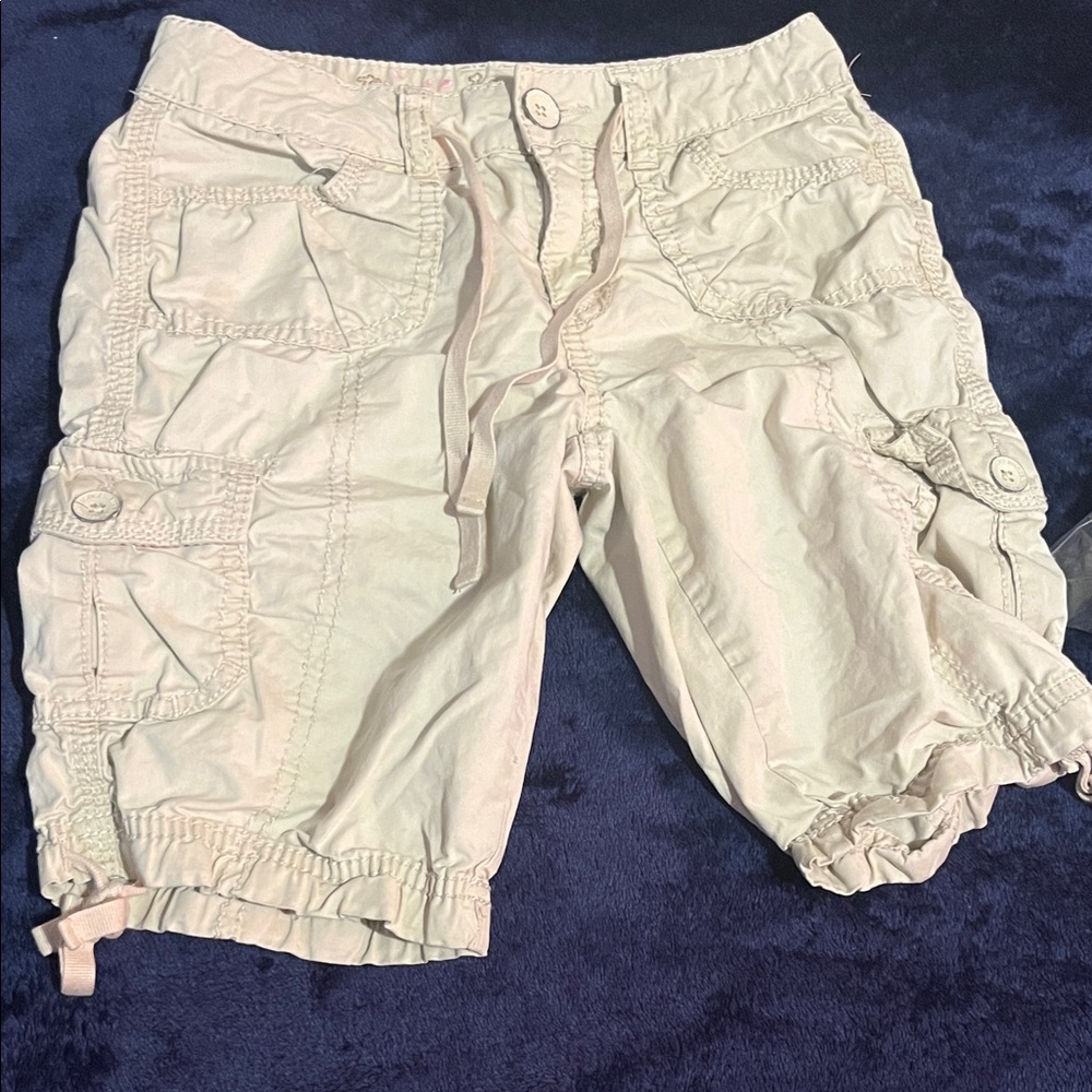 Justice Light Tan Shorts with Pink Detail